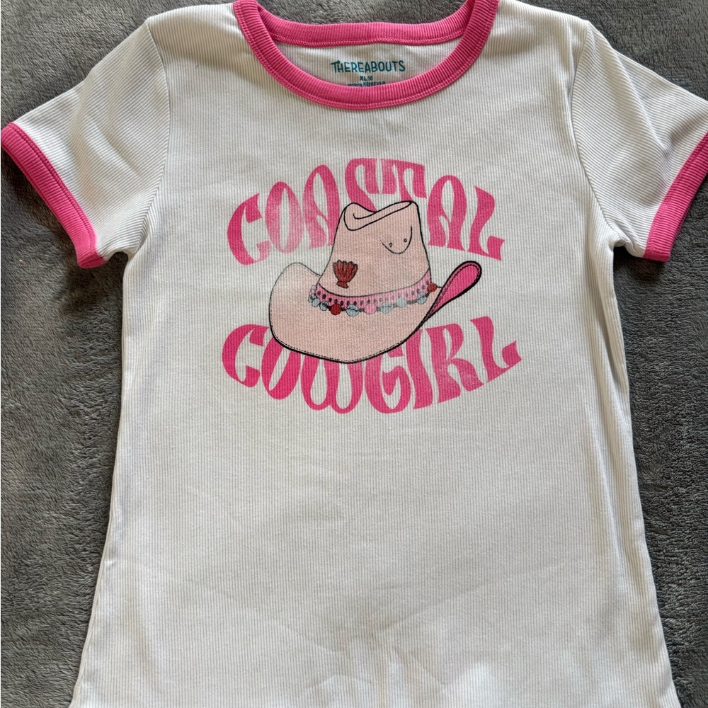 Coastal Cowgirl Kids T-Shirt - White and Pink